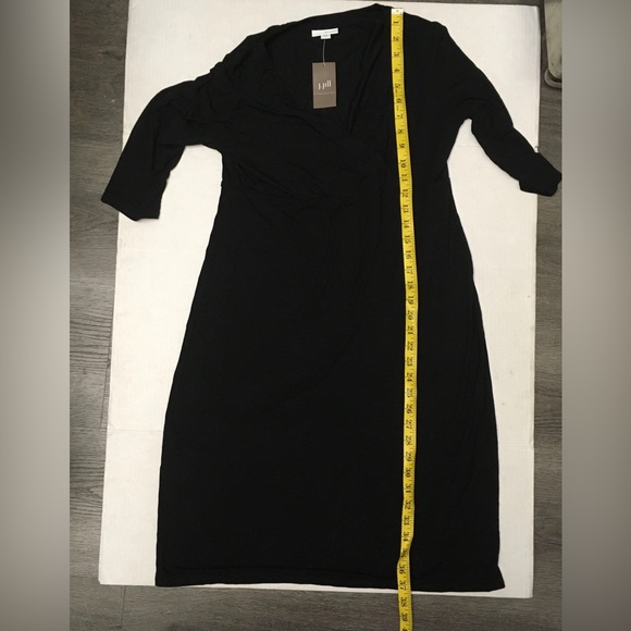 NWT J.Jill Black Surplice Dress Black MIDI 3/4 Sleeves Pullover Jersey Knit PS - Picture 10 of 11